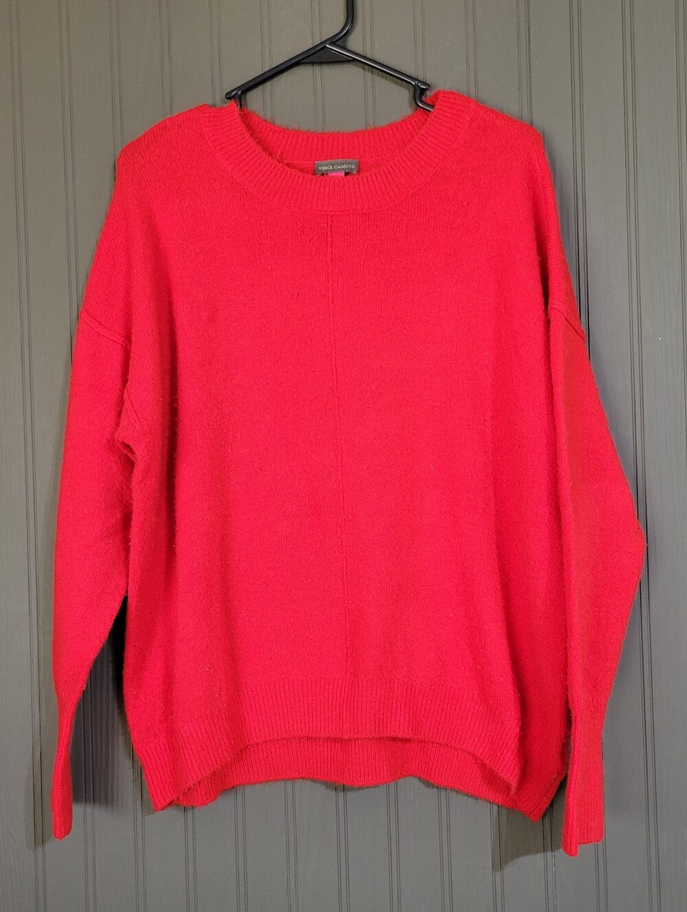 Vince Camuto Long Sleeve Sweater Crewneck Oversized Bright Red Women's Small